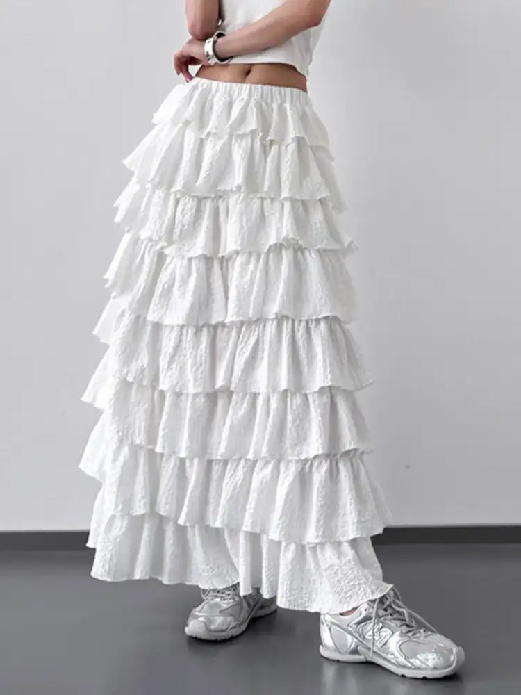 Ruffle Layered Maxi Skirt