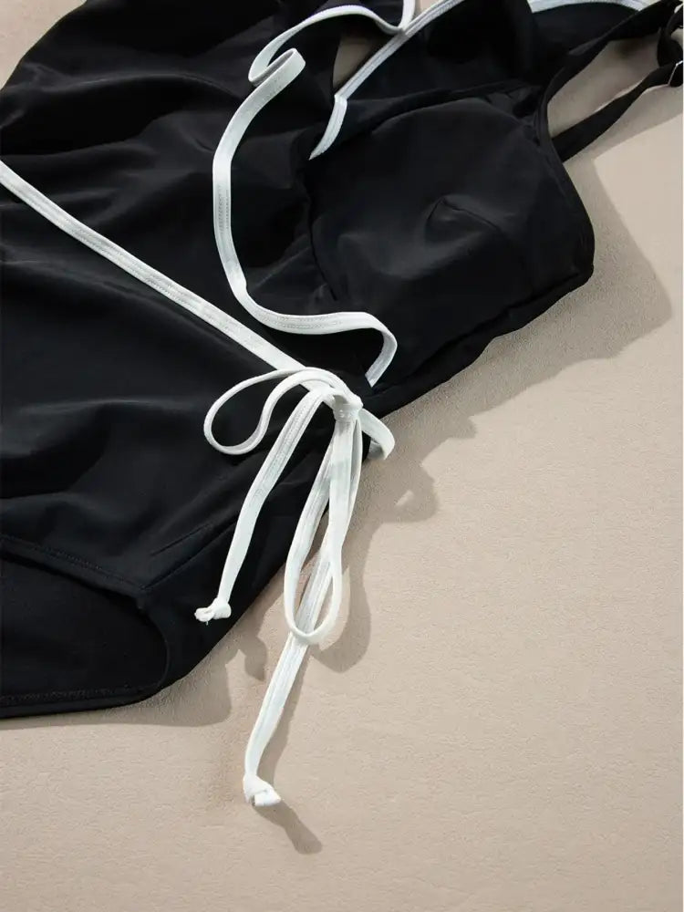 Ruffle Trim V-Neck One-Piece Swimsuit