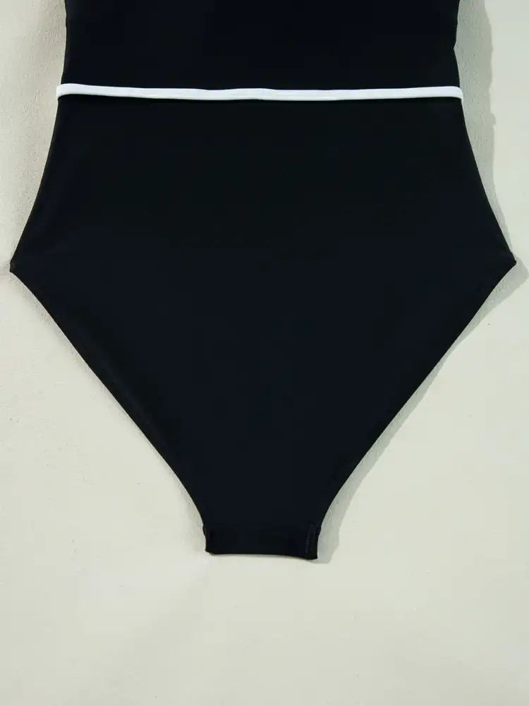 Ruffle Trim V-Neck One-Piece Swimsuit