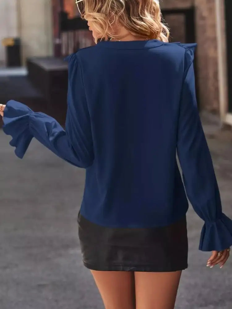 Ruffled Flounce Sleeve Blouse