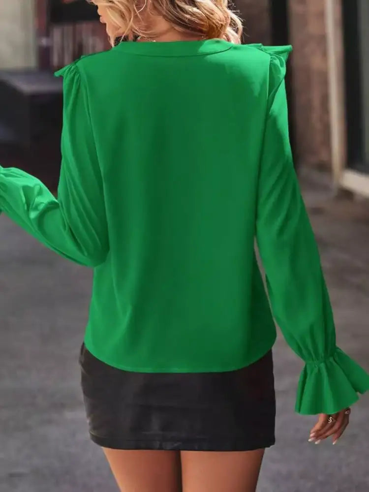 Ruffled Flounce Sleeve Blouse