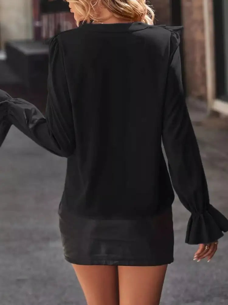 Ruffled Flounce Sleeve Blouse