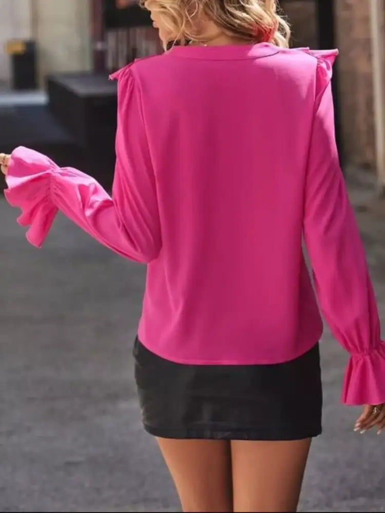 Ruffled Flounce Sleeve Blouse