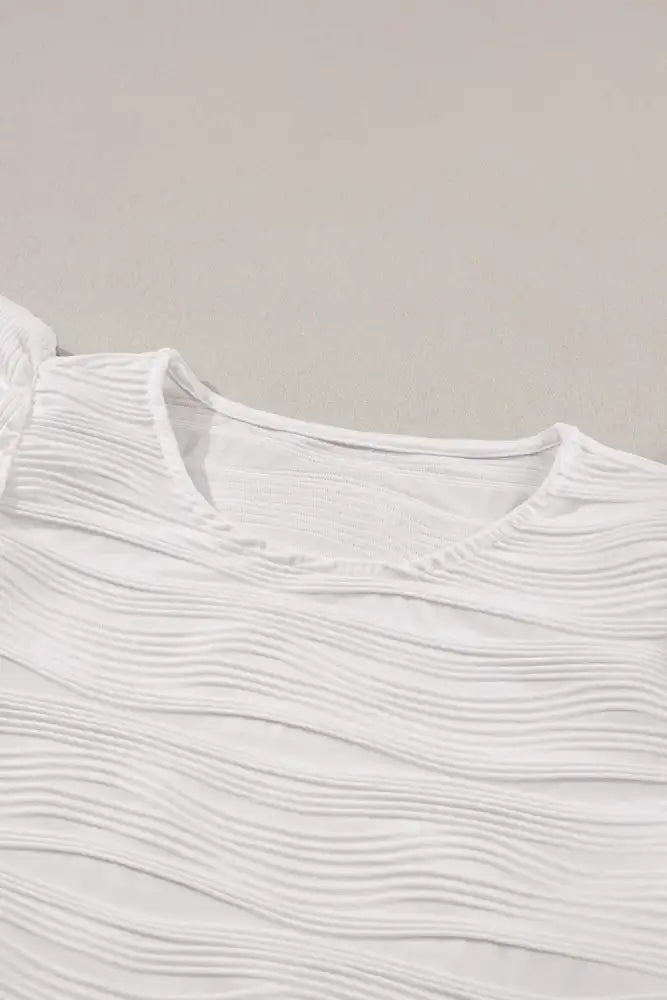 Ruffled Round Neck Textured Top