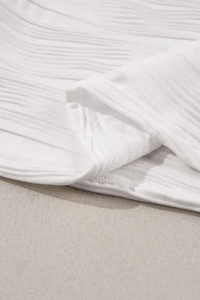 Ruffled Round Neck Textured Top