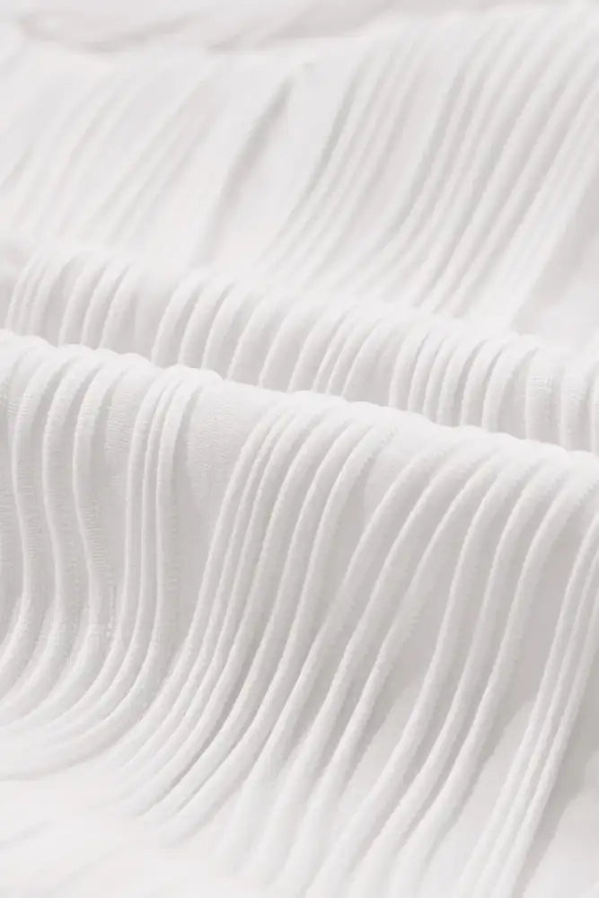 Ruffled Round Neck Textured Top