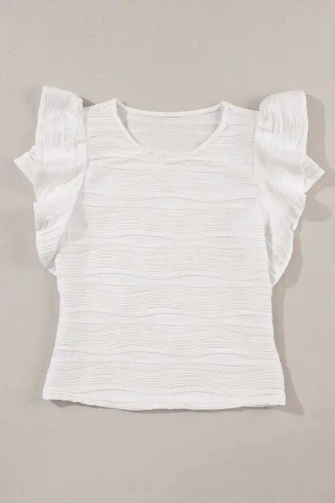 Ruffled Round Neck Textured Top
