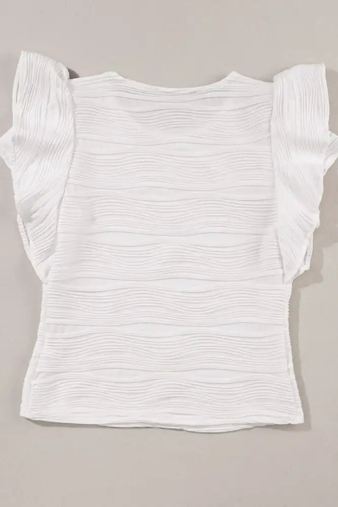 Ruffled Round Neck Textured Top
