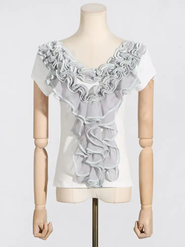 Ruffled Round Neck Top