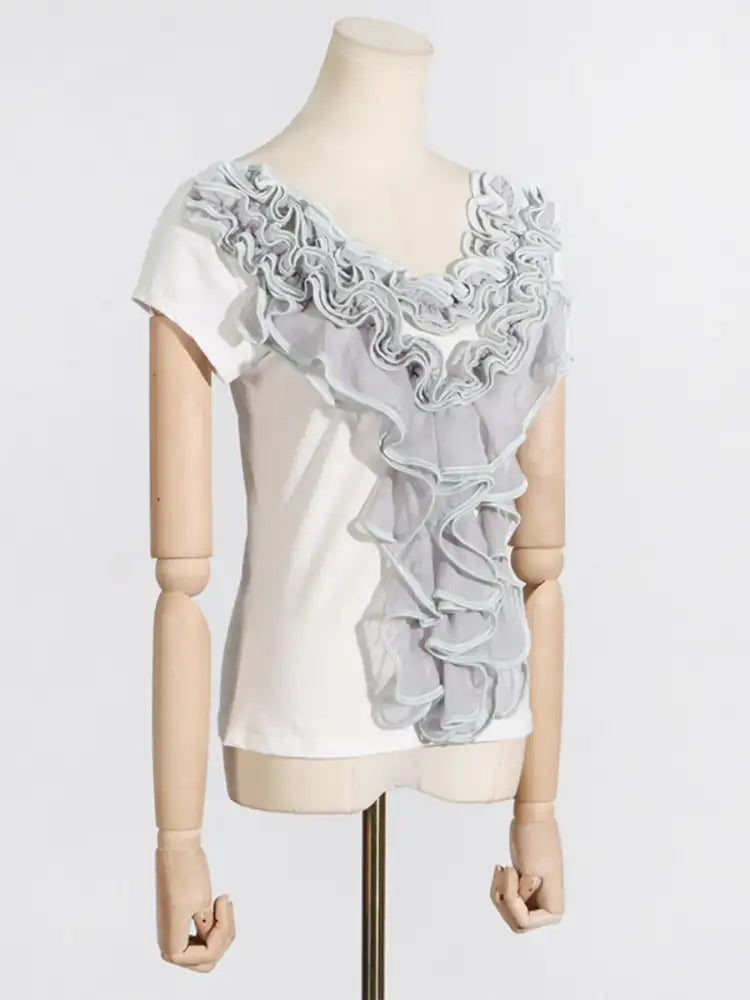 Ruffled Round Neck Top