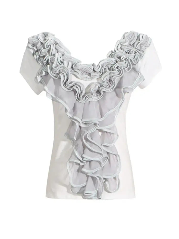 Ruffled Round Neck Top