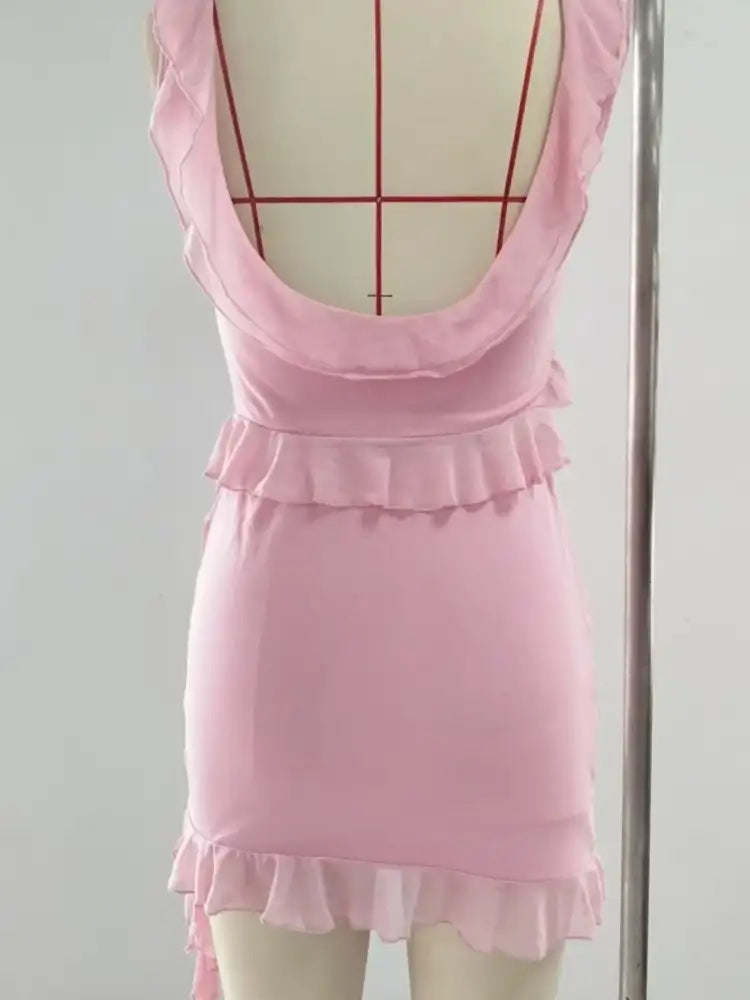 Ruffled Scoop Neck Tank and Skirt Set