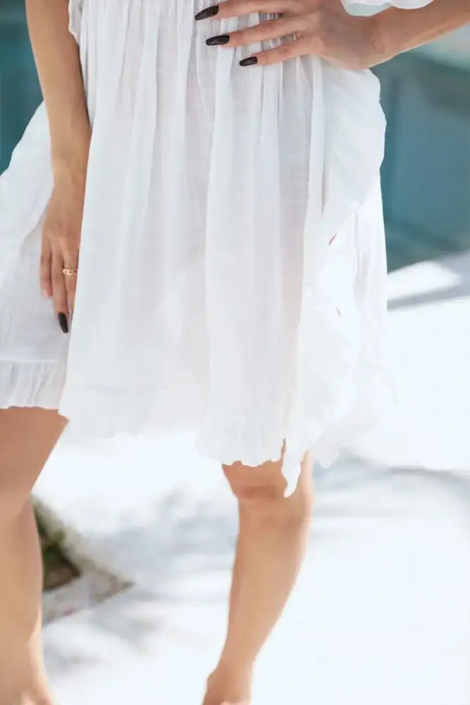 Ruffled Smocked Waist V-Neck Cover-Up