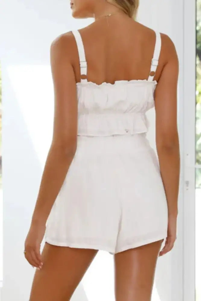 Ruffled Square Neck Cami and Shorts Set