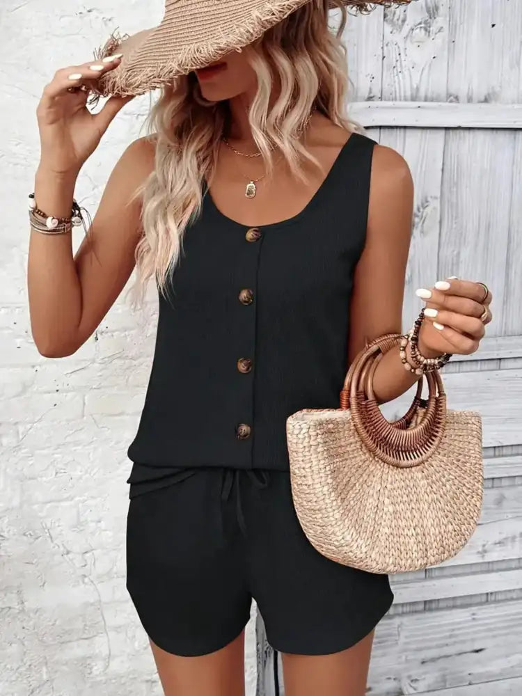 Scoop Neck Tank and Shorts Set