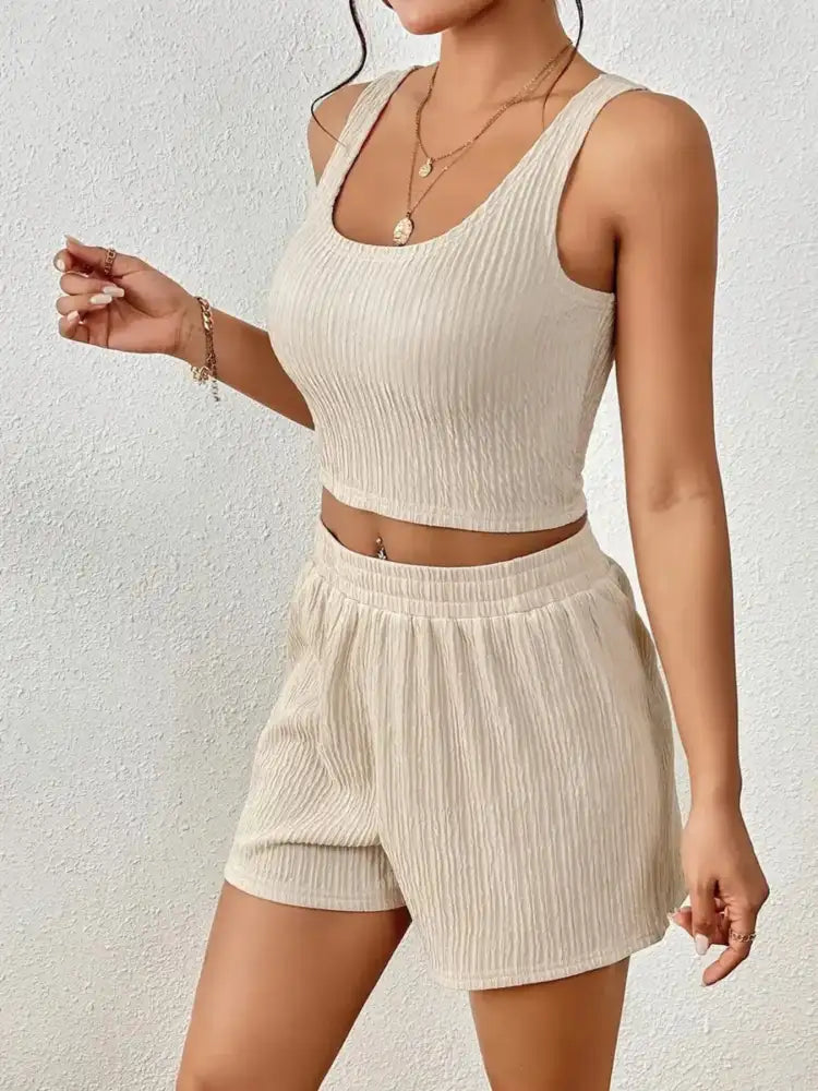 Scoop Neck Top and Shorts Set