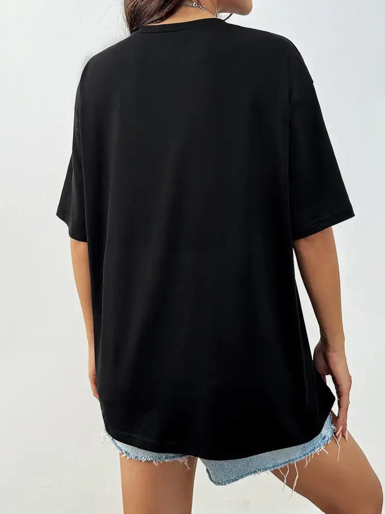 Sequin Bow Round Neck Short Sleeve T-Shirt