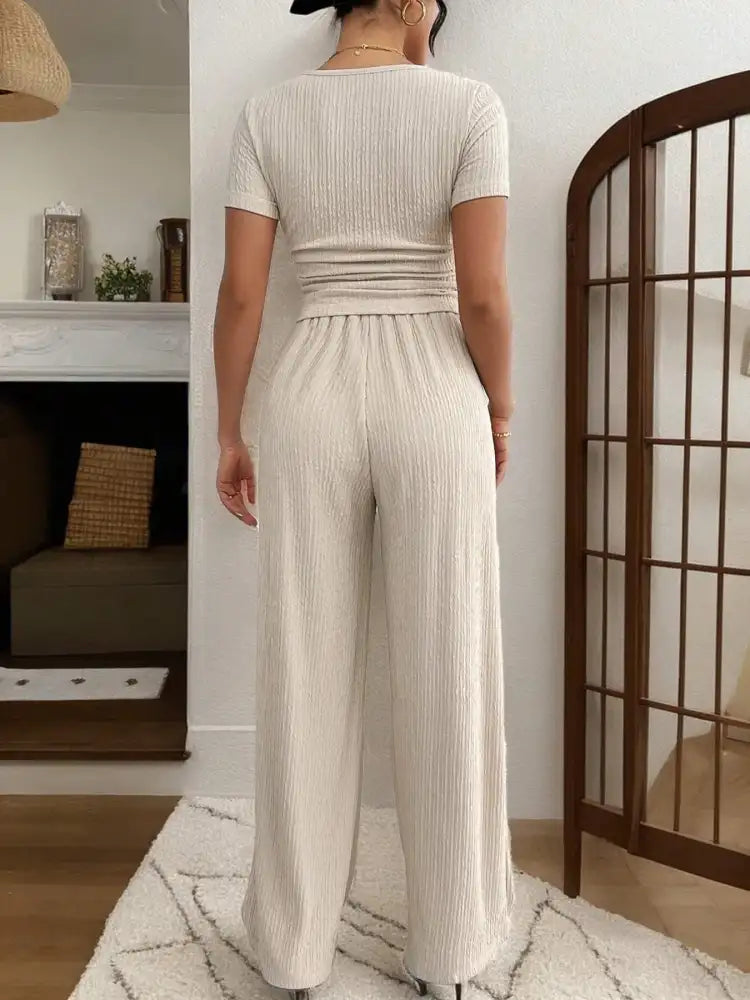 Short Sleeve Top and Pants Set