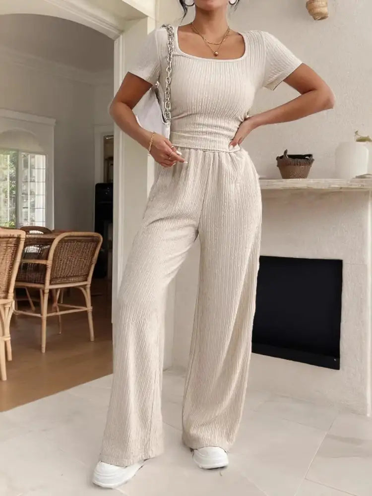 Short Sleeve Top and Pants Set