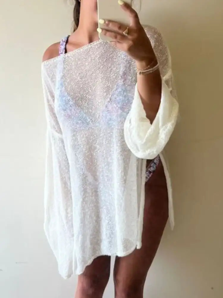 Side Slit Bell Sleeves Cover-Up