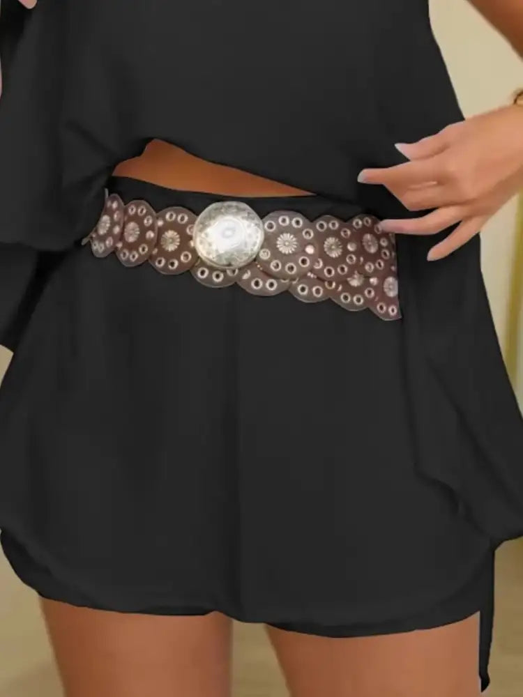 Side Slit Top and Mini Skirt Set