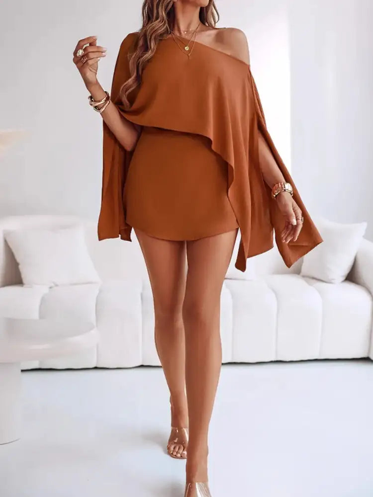 Side Slit Top and Mini Skirt Set