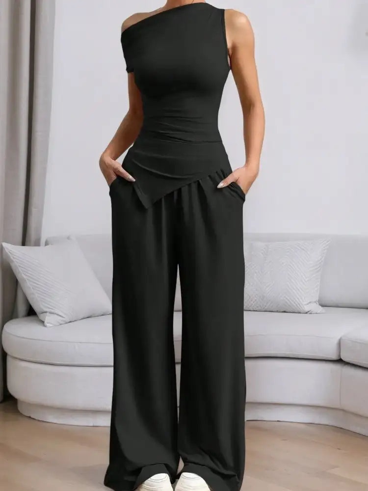 Single Shoulder Top and Pants Set