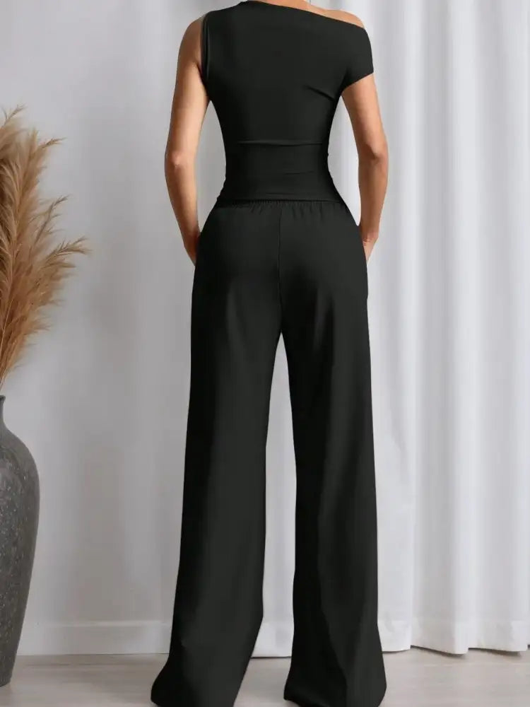 Single Shoulder Top and Pants Set