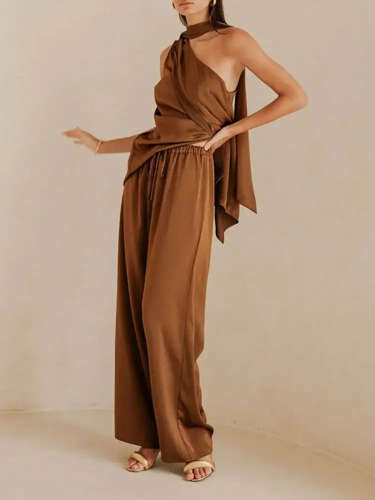 Single Shoulder Top and Pants Set
