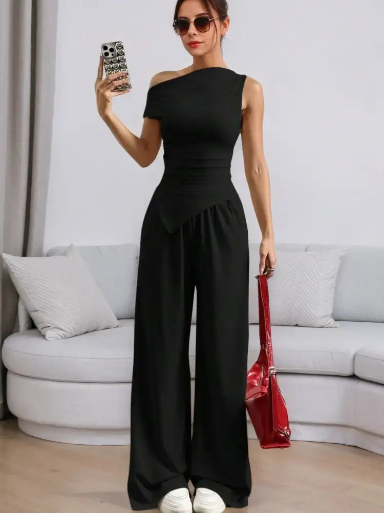 Single Shoulder Top and Pants Set