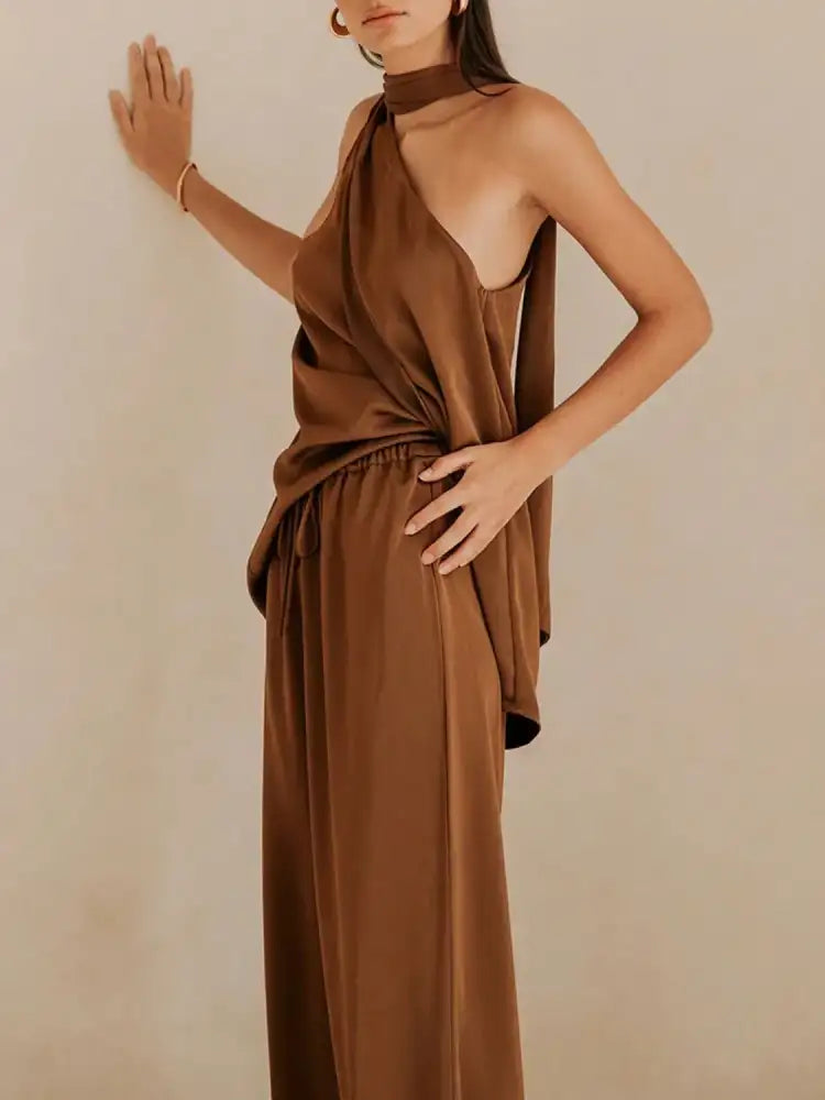 Single Shoulder Top and Pants Set