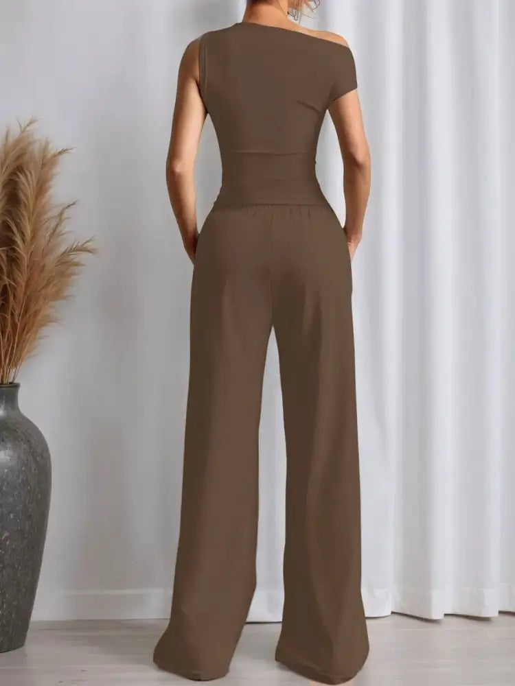 Single Shoulder Top and Pants Set