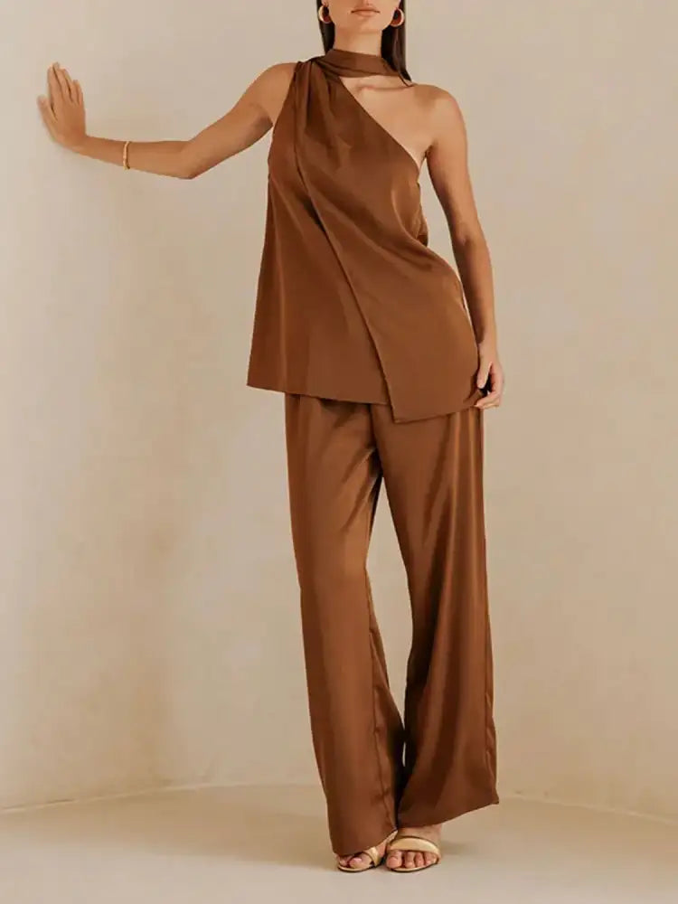 Single Shoulder Top and Pants Set