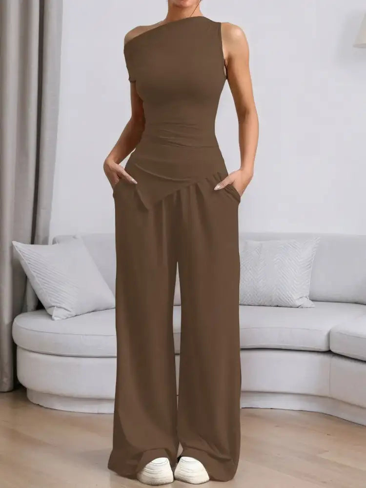 Single Shoulder Top and Pants Set