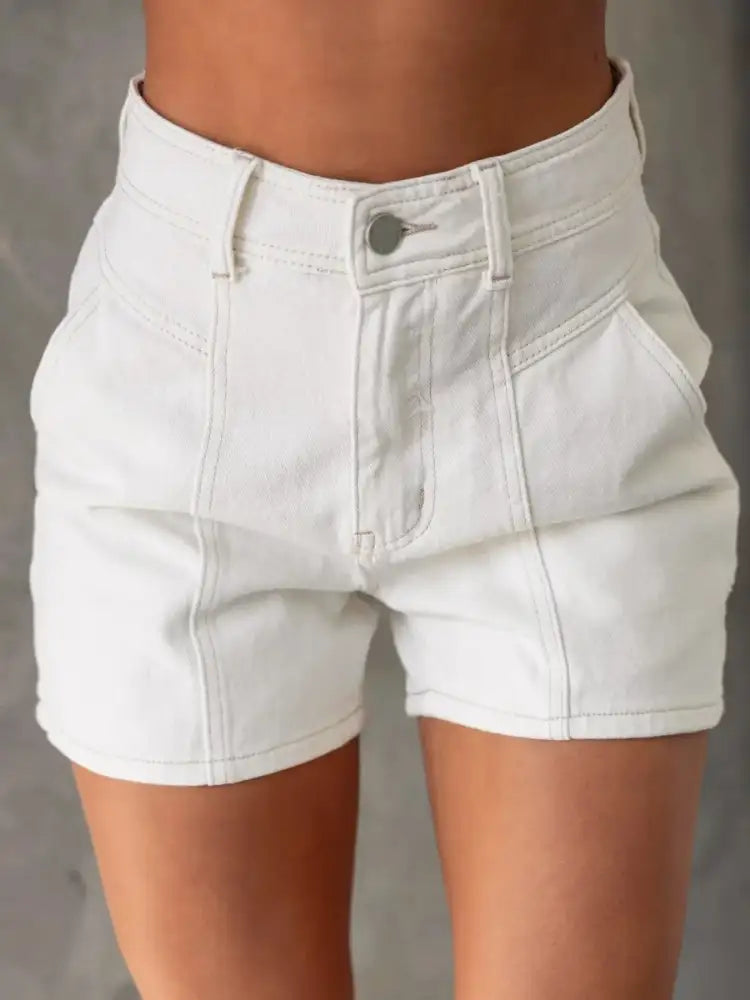 Sleeveless Button-Up Top and Shorts Denim Set