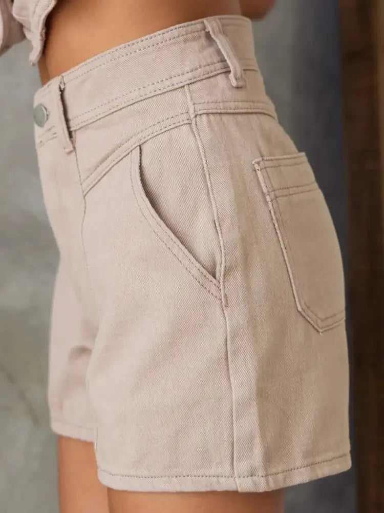 Sleeveless Button-Up Top and Shorts Denim Set