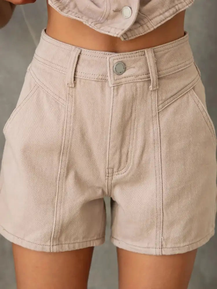 Sleeveless Button-Up Top and Shorts Denim Set