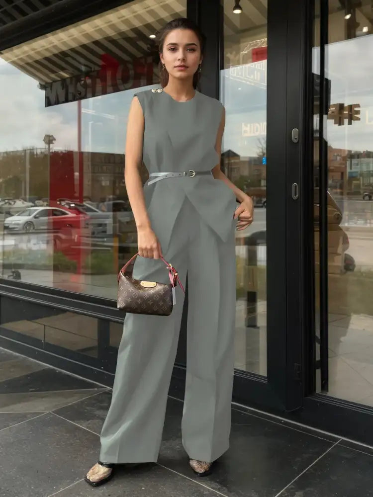 Sleeveless Top and Pants Set