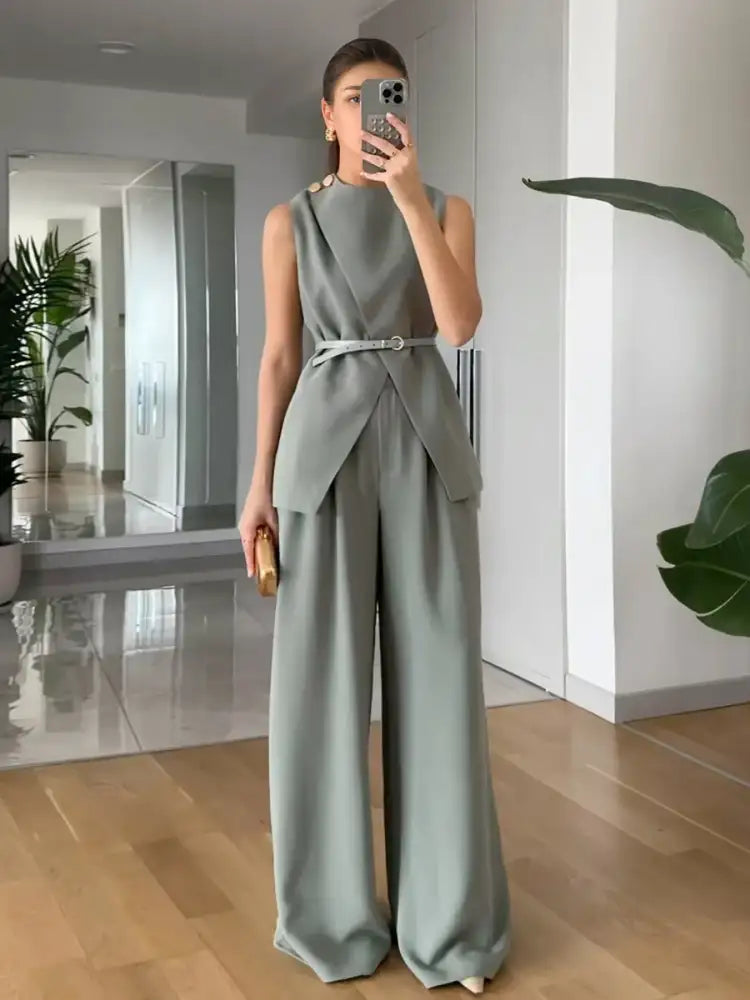 Sleeveless Top and Pants Set