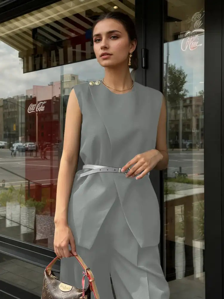 Sleeveless Top and Pants Set