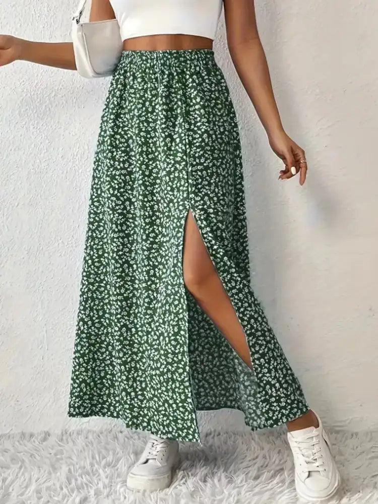 Slit Printed Skirt