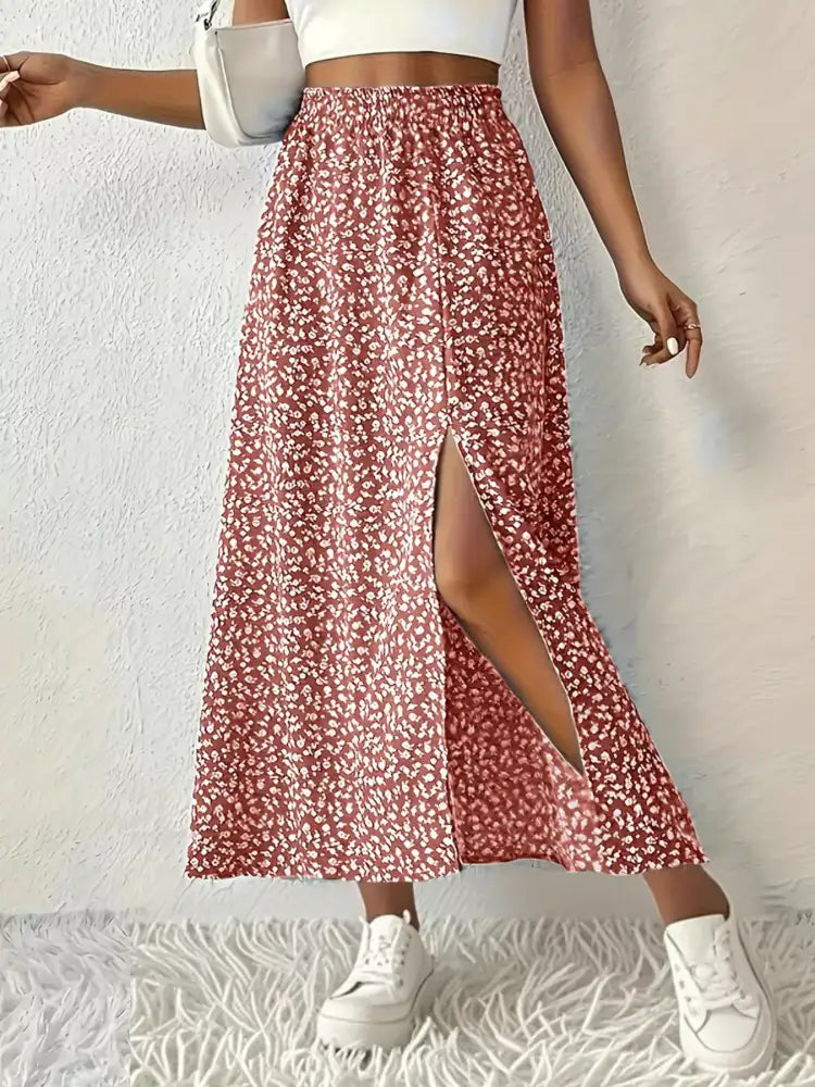 Slit Printed Skirt