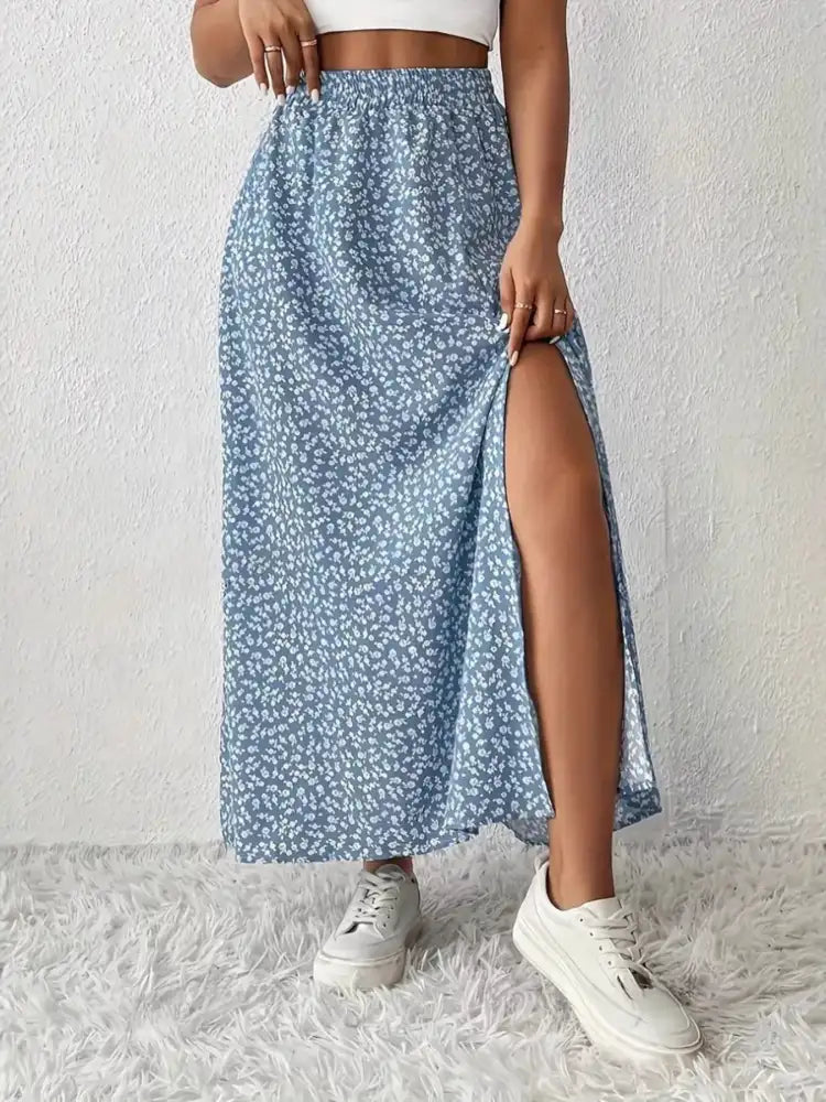 Slit Printed Skirt