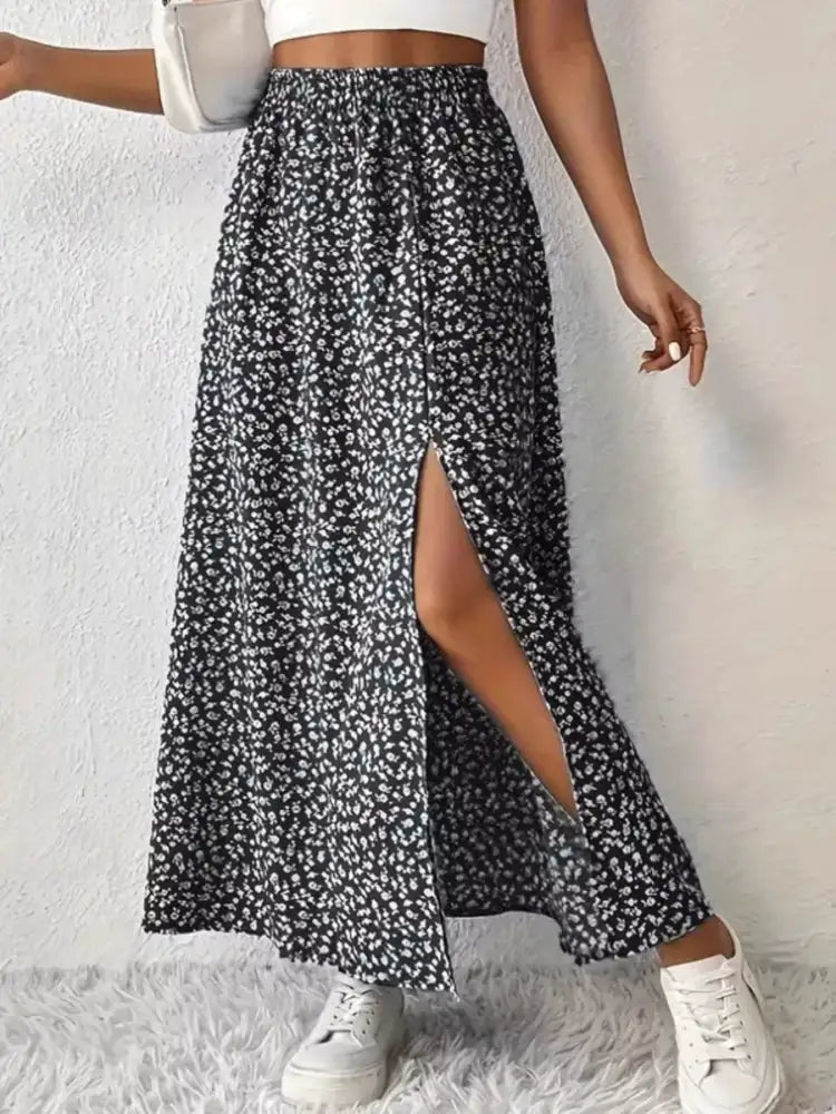 Slit Printed Skirt