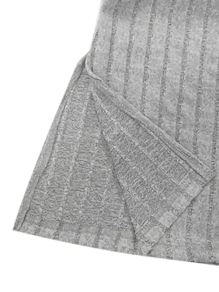 Slit V-Neck Ribbed Top and Pants Set