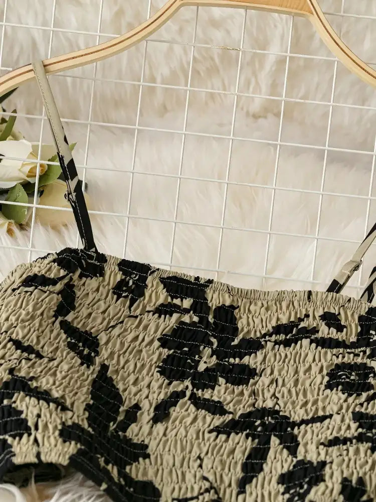 Smocked Printed Cami and Skirt Set