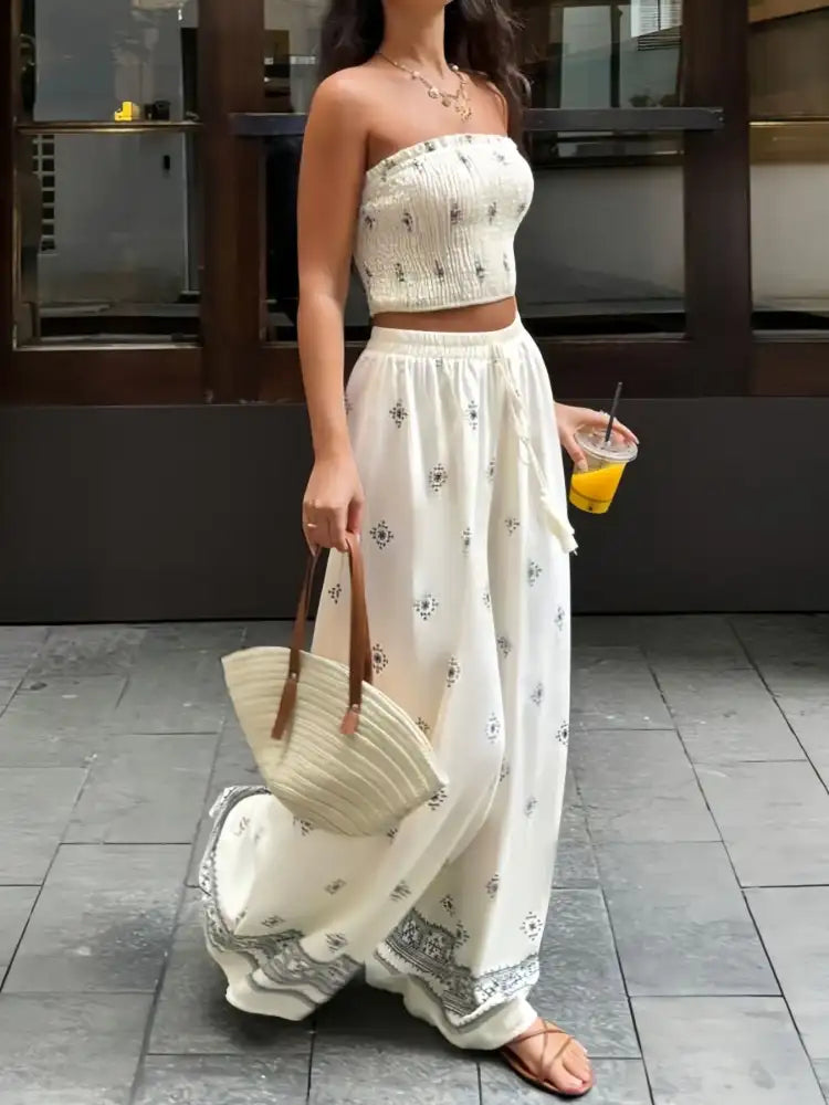 Smocked Tube Top and Pants Set