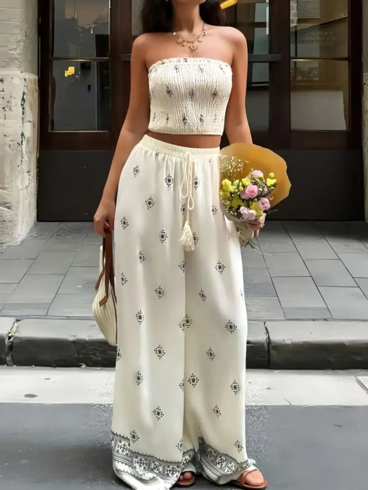 Smocked Tube Top and Pants Set