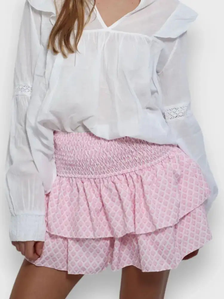 Smocked Wideband Waist Layered Mini Skirt