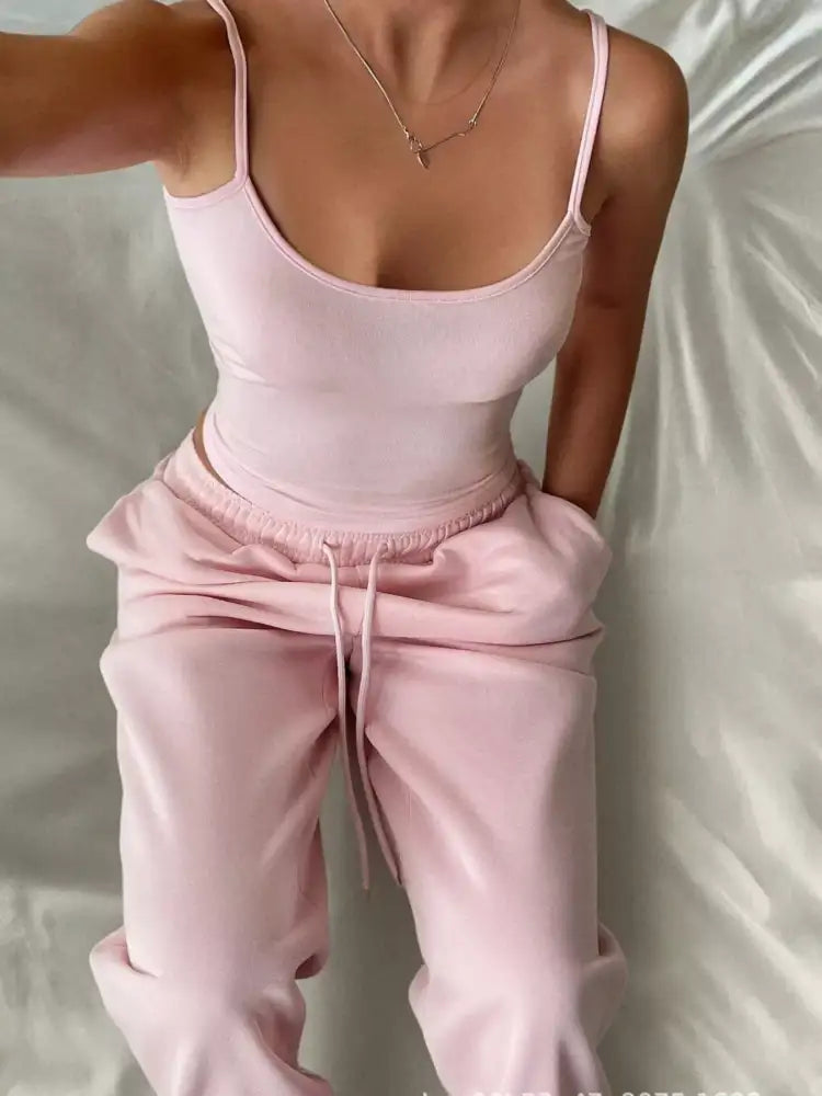 Solid Color Cami and Pants Set